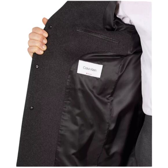 $395 NWT Calvin Klein Men's Wool Blend Coat Size 44L Gray Winter Overcoat - Picture 3 of 14